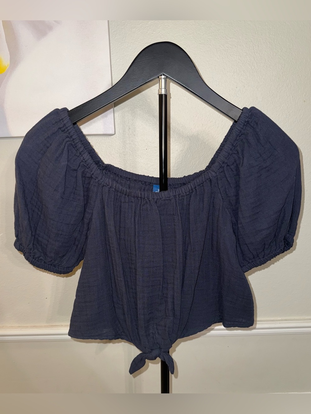 Old Navy Girls Puff-Sleeve Double-Weave Tie-Knot Top! Size XL.